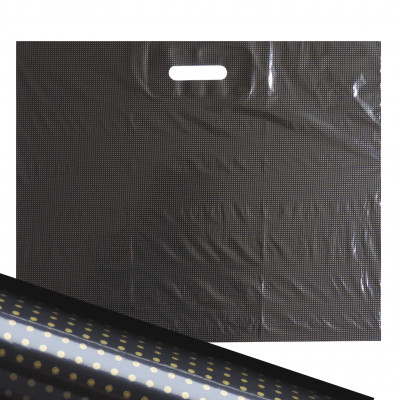 Torba Kropki złote, czarna DKT, 61x60+3.5cm, 50 szt. (art. 1064)