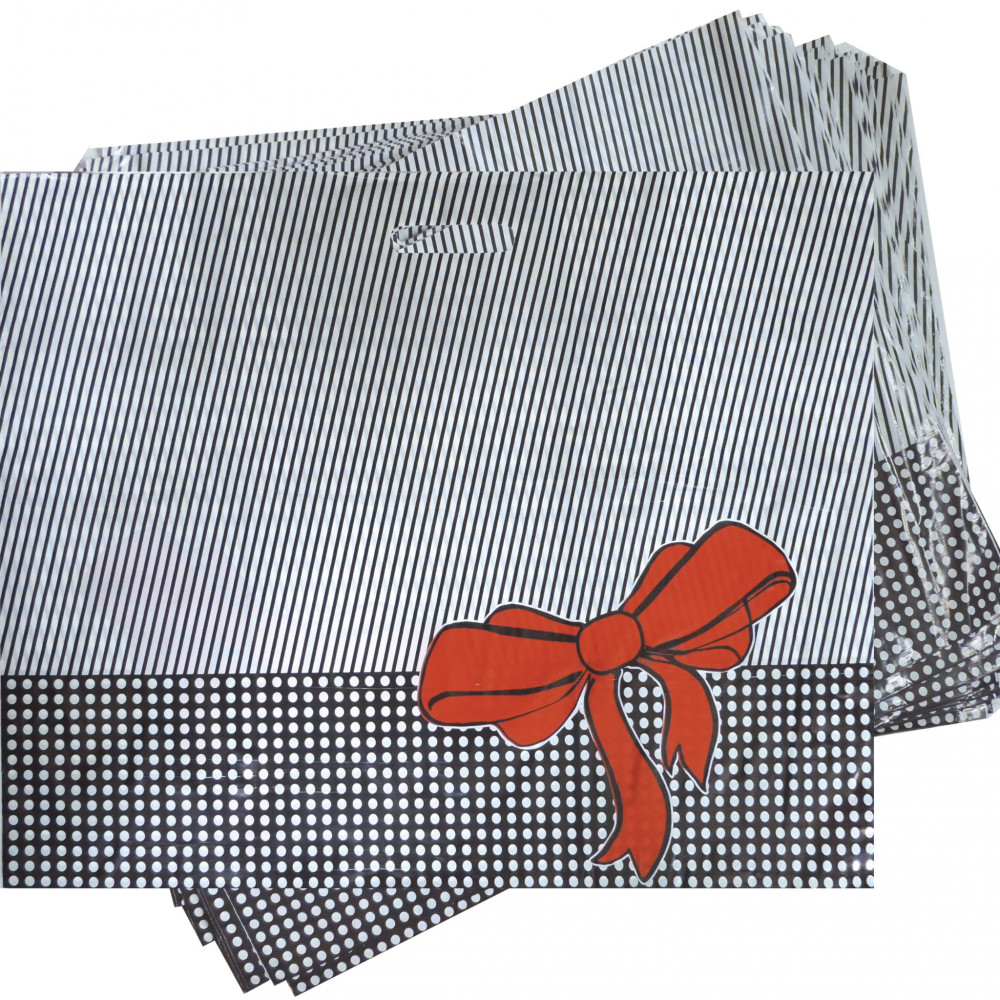 Torba Kokarda kropki/paski, biała DKT, 63x50cm, 50 szt. (art. 1012)