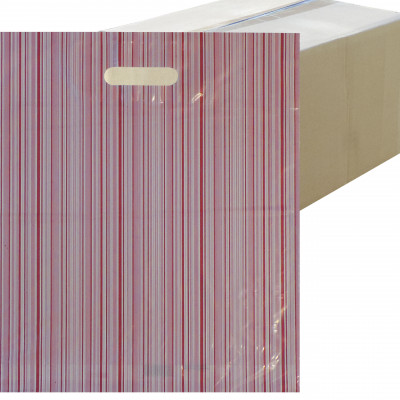 Torba Paski różowe, biała DKT, 38.5x43.5cm, 50 szt. (art. 1765)